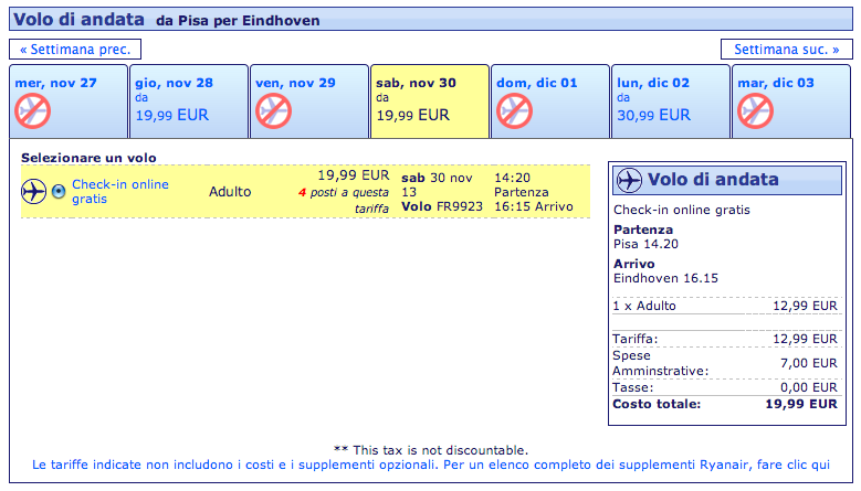 pisa eindhoven ryanair