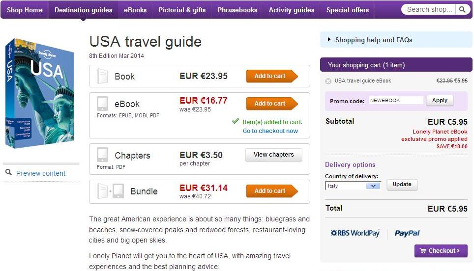 codice sconto lonelyplanet ebook