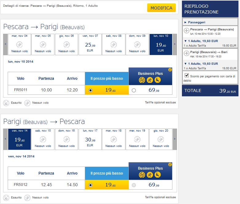 pescara parigi ryanair