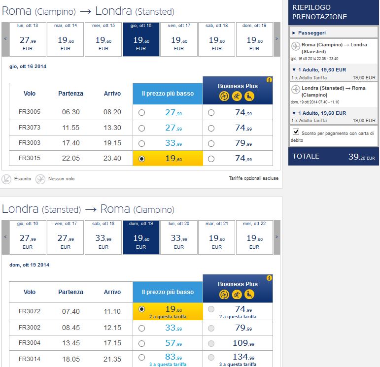roma londra ryanair