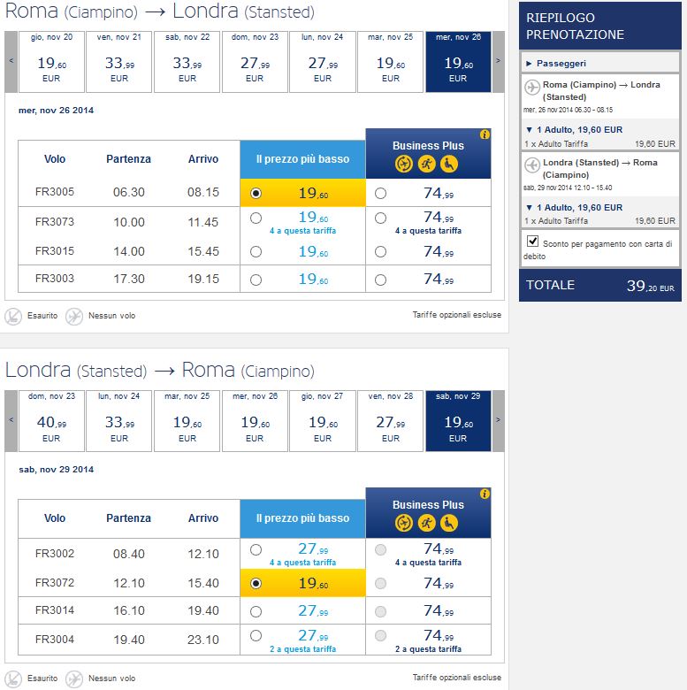 roma londra ryanair