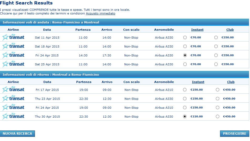 roma montreal airtransat