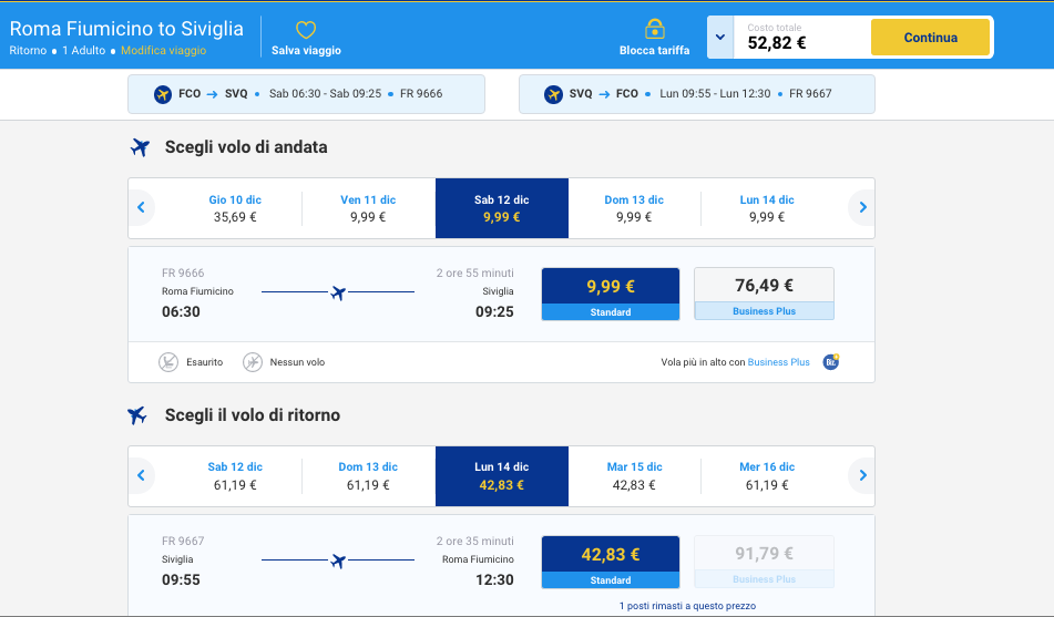 roma siviglia ryanair