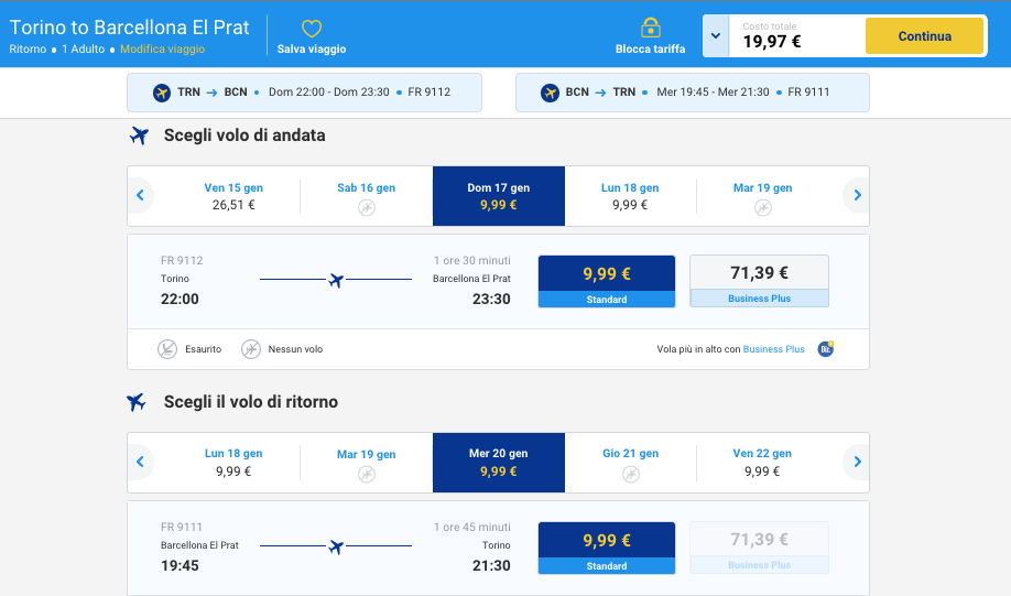 voli ryanair torino barcellona
