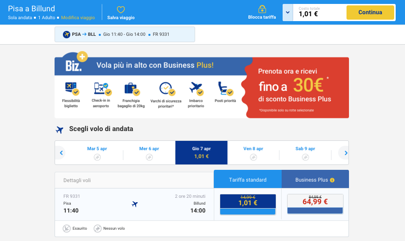 voli per la danimarca a 1 euro billund pisa