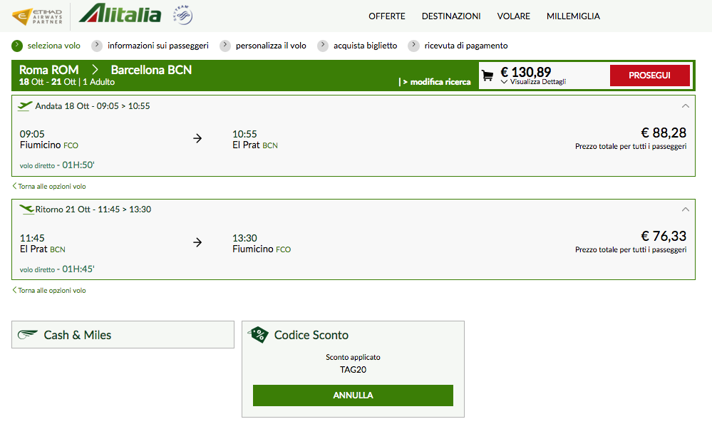 sconto volare alitalia