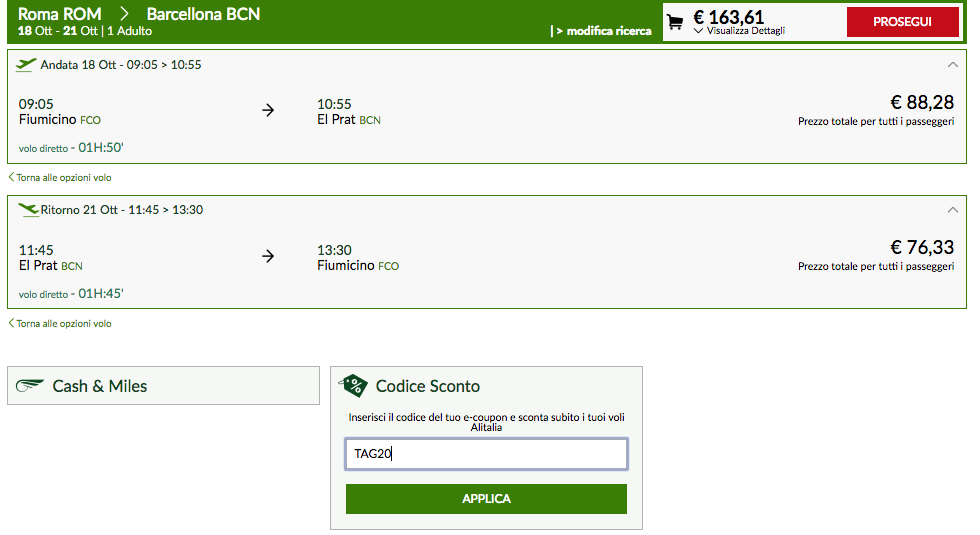 sconto per volare con alitalia
