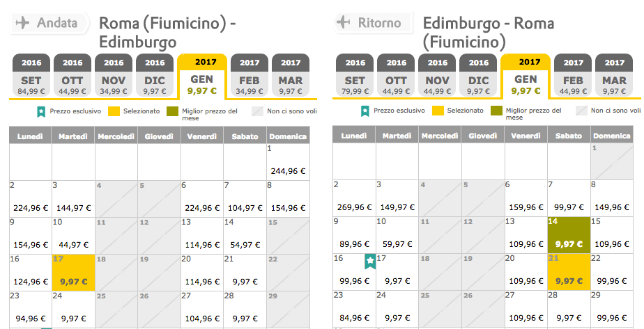 voli low cost edimburgo