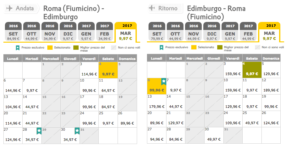 voli low cost per edimburgo