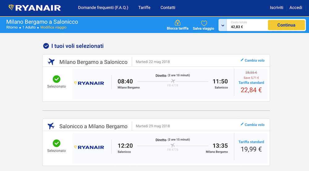 voli low cost ryanair grecia