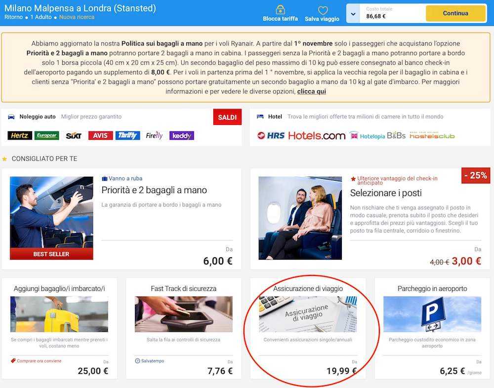 assicurazione ryanair