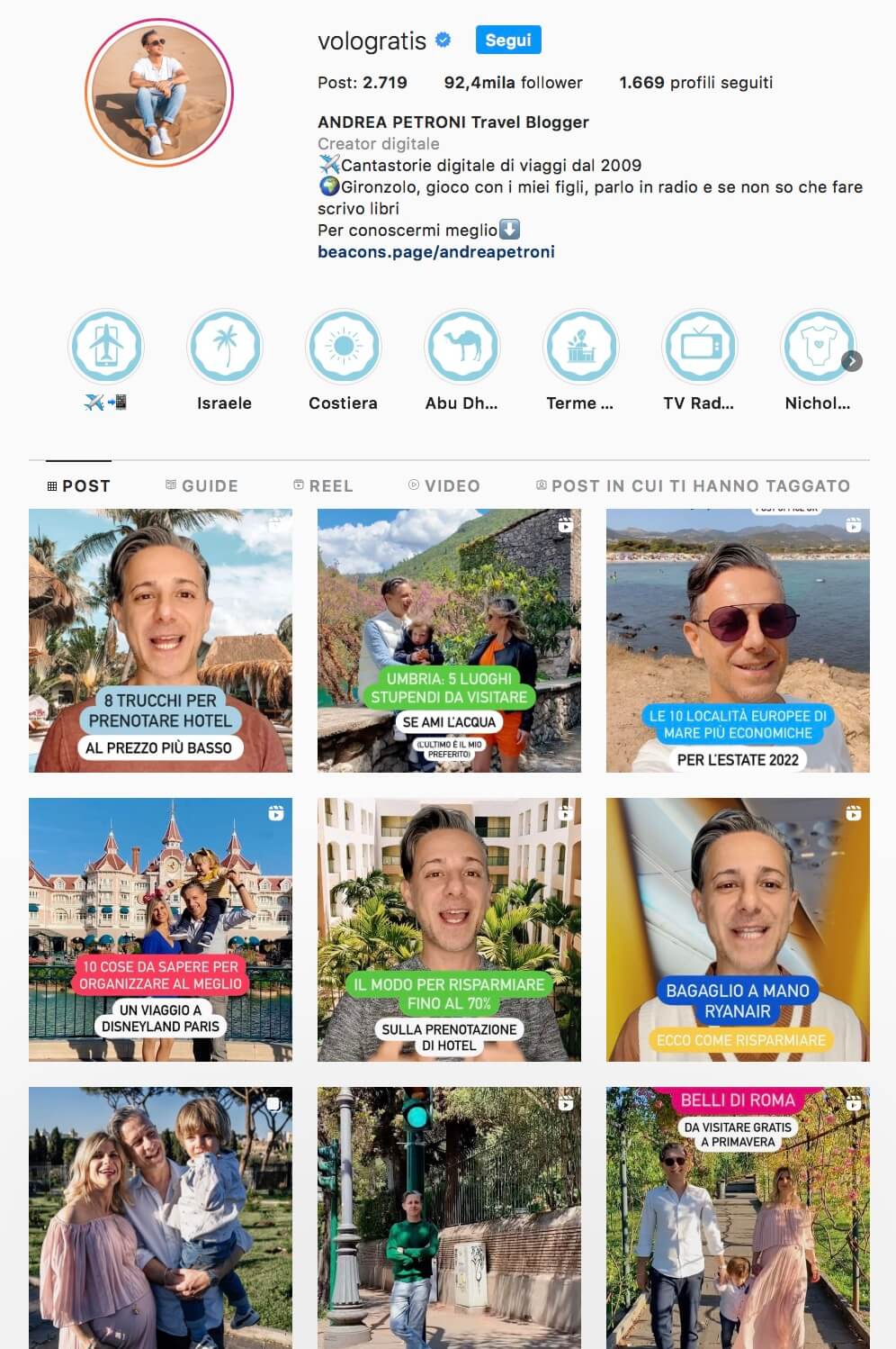 profilo instagram vologratis maggio 2022